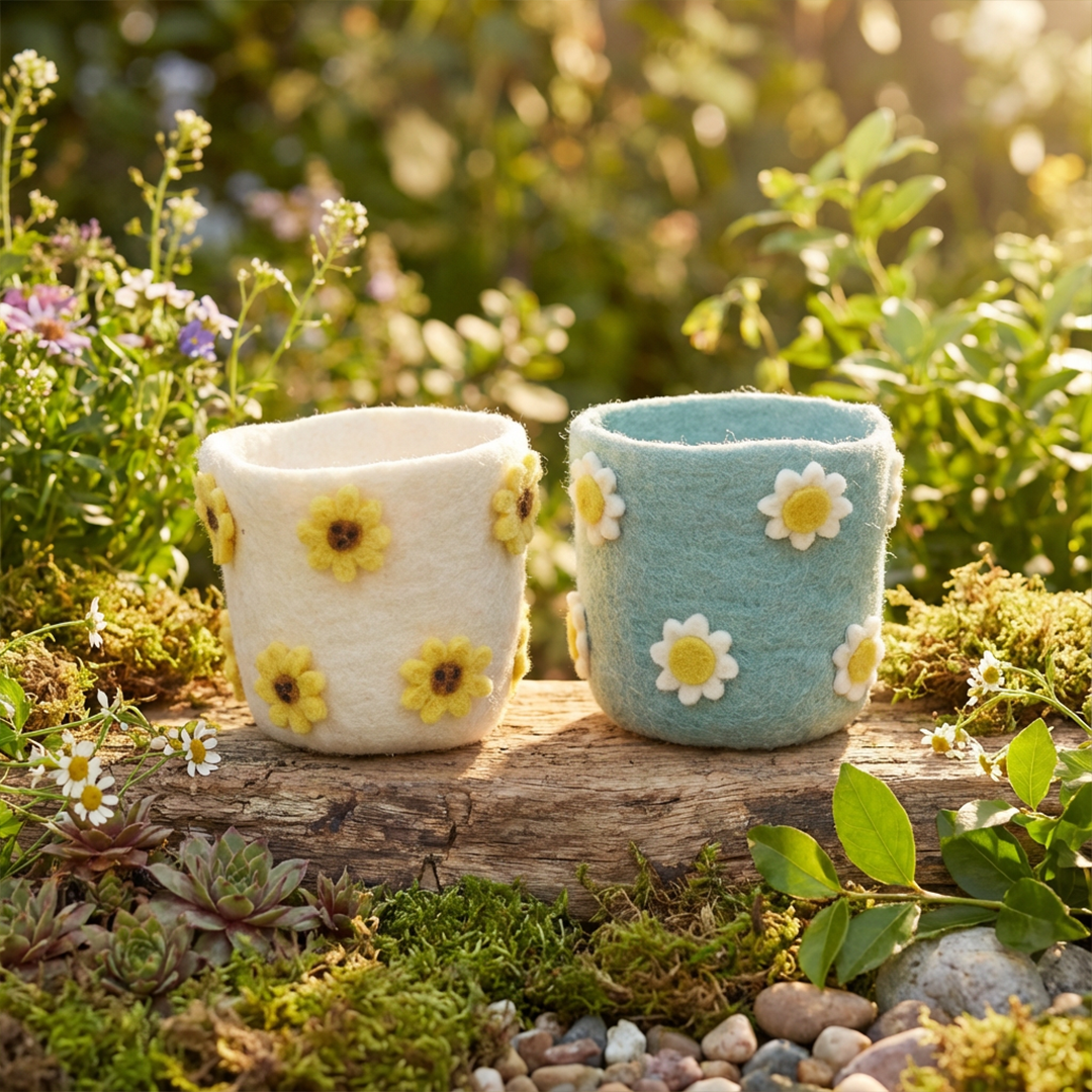 Felt Pot Pattern Handmade Felt Funky Floral Plant Pot – Felt So Good