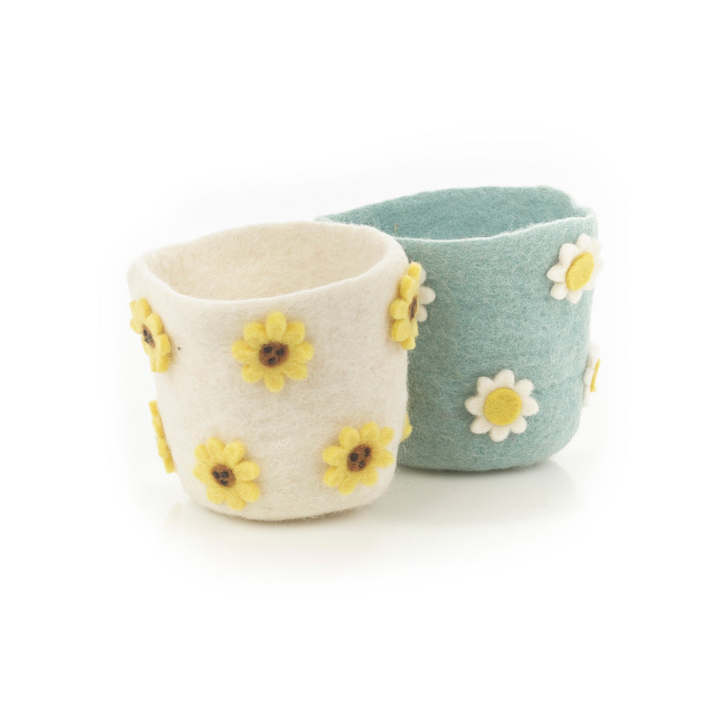 Handmade Felt Funky Floral Plant Pot