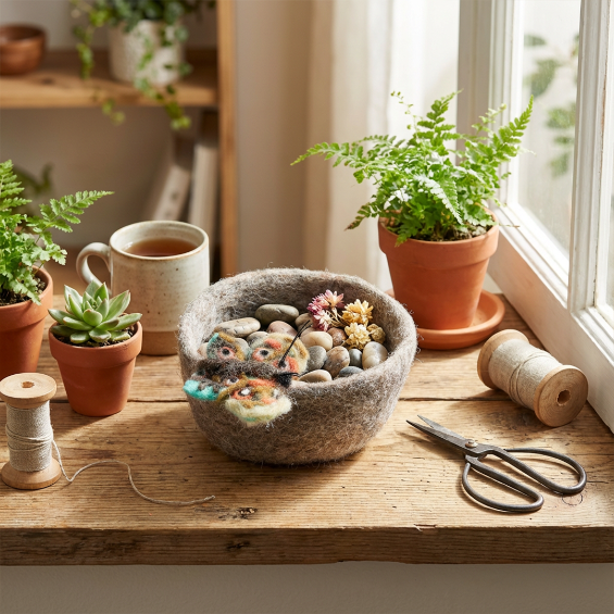 Handmade Felt Garden Bugs Trinket Dish Home Decoration
