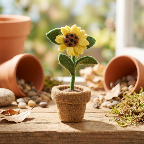 Handmade Felt Garden Sunflower Standing Home Decoration
