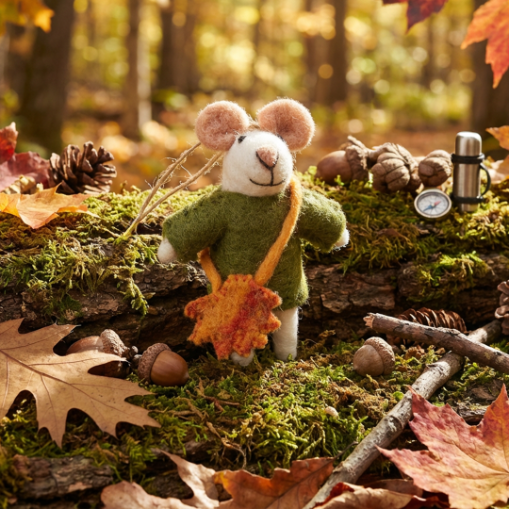 Handmade Felt George the Mouse Hanging Autumnal Woodland Decoration