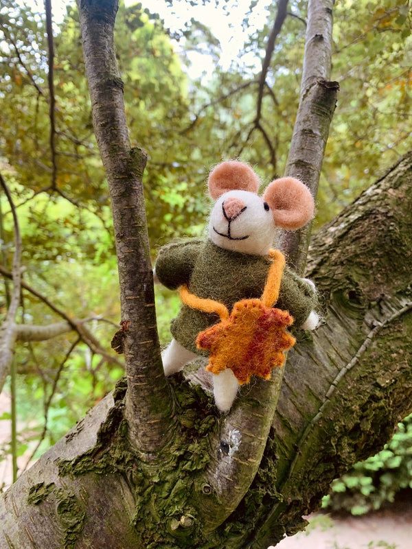 Handmade Felt George the Mouse Hanging Autumnal Woodland Decoration