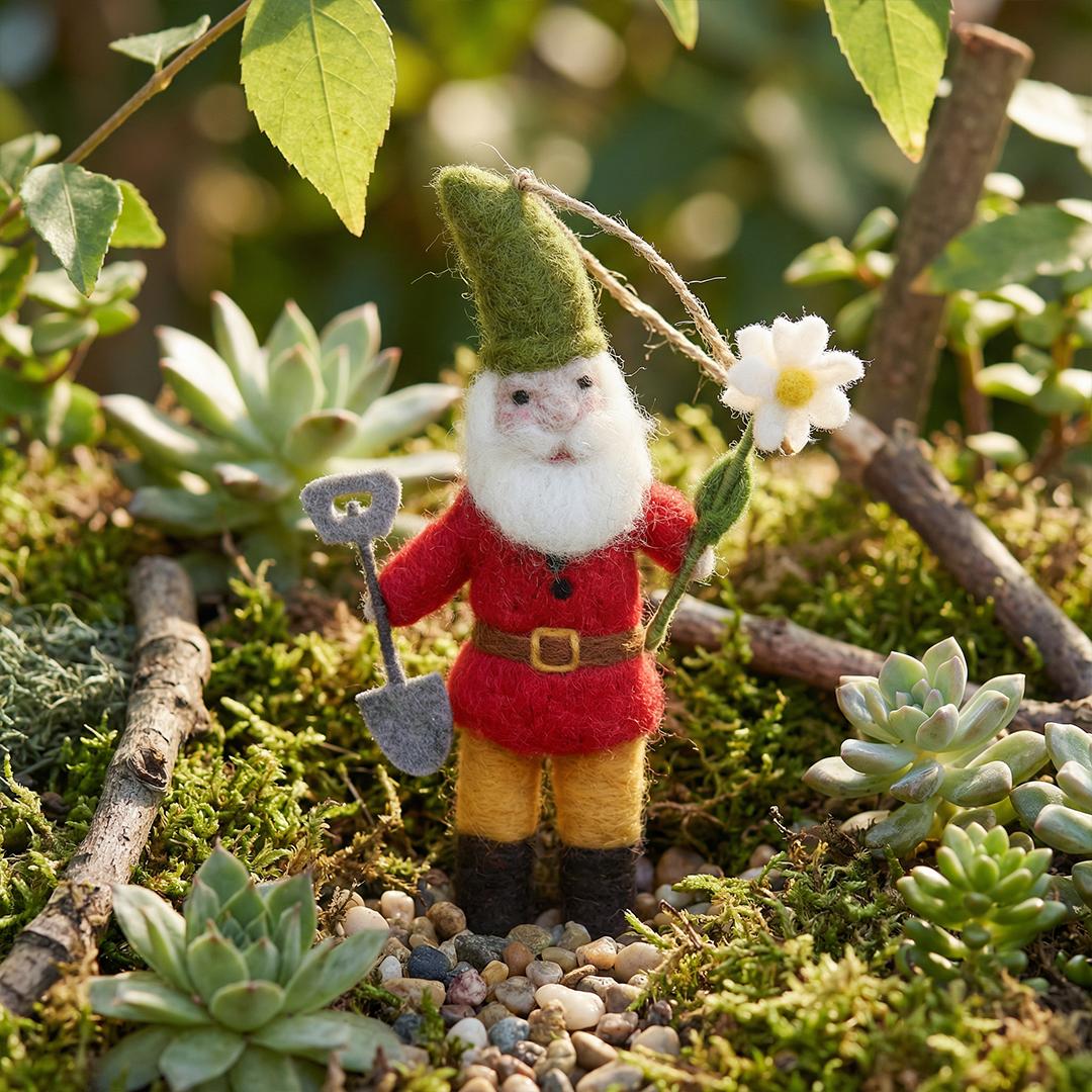 Handmade Felt Gilbert the Garden Gnome Hanging Decoration