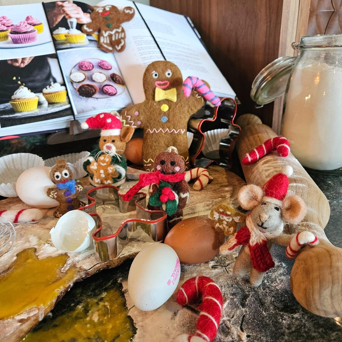 Handmade Felt Gingy the Gingerbread Man Christmas Hanging Decoration