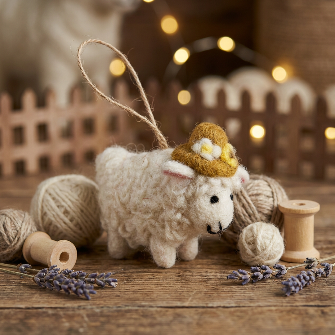 Handmade Felt Gloria the Sheep Hanging Easter Lamb Decoration