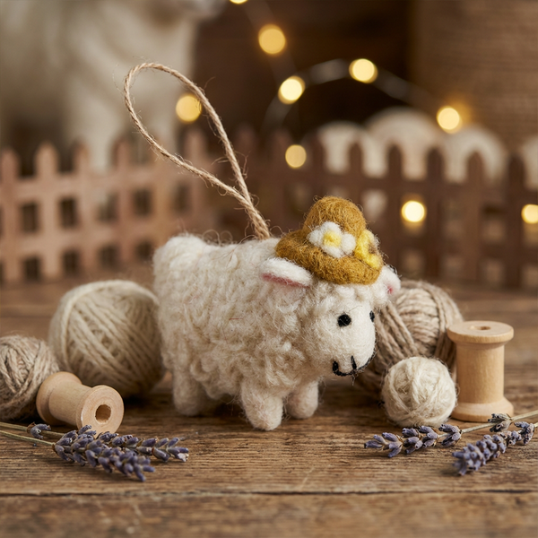 Handmade Felt Gloria the Sheep Hanging Easter Lamb Decoration