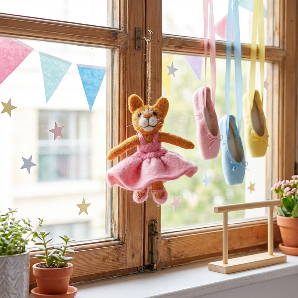 Handmade Felt Gracie Cat Hanging Decoration