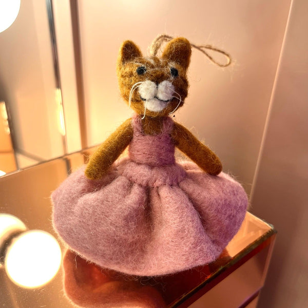 Handmade Felt Gracie Cat Hanging Decoration