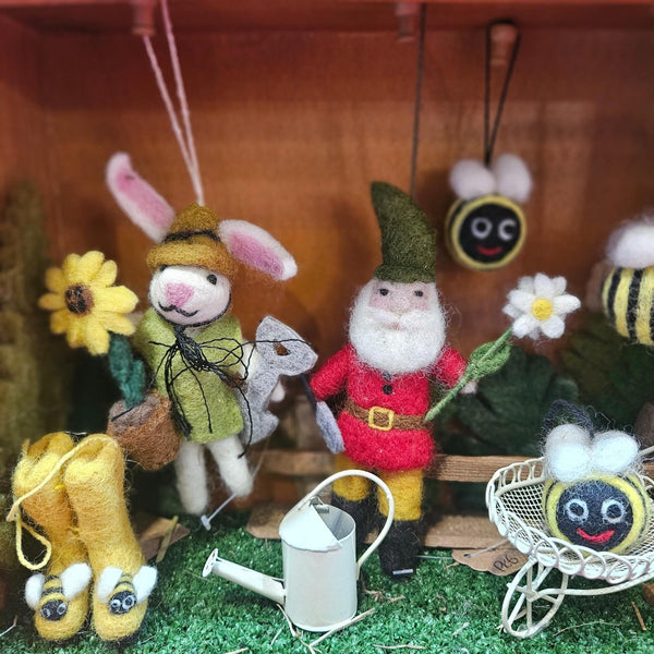 Handmade Felt Bumblebee Wellington Boots Hanging Decoration