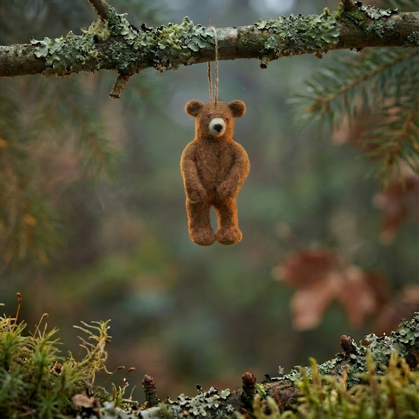 Handmade Felt Grizzly Bear Hanging Felt Decoration