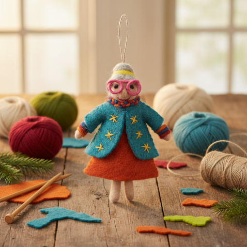 Handmade Felt Groovy Grannies Hanging Decoration