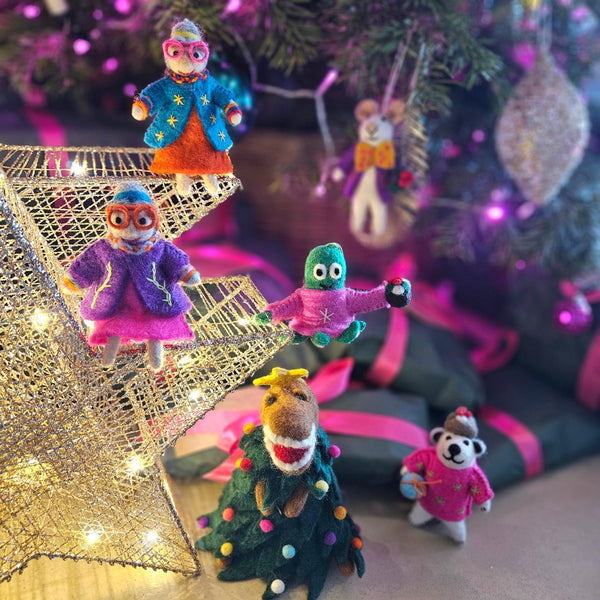 Handmade Felt Groovy Grannies Hanging Decoration