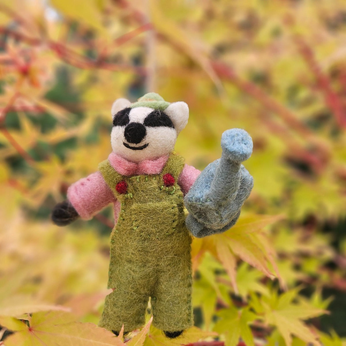 Handmade Felt Gus the Gardening Badger Hanging Decoration