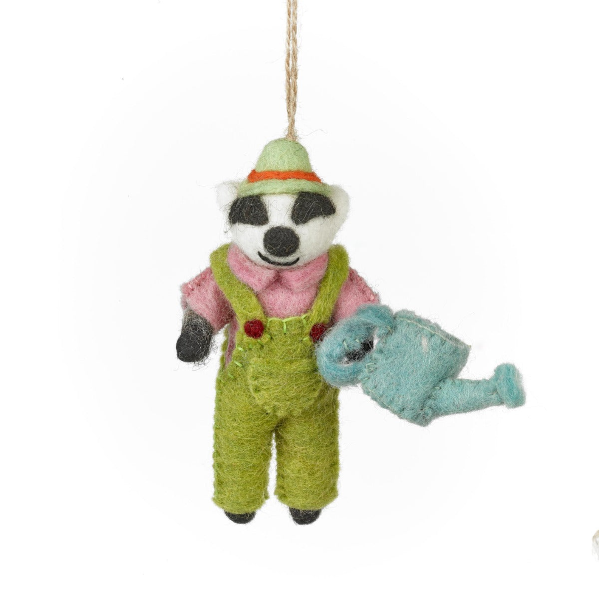 Handmade Felt Gus the Gardening Badger Hanging Decoration