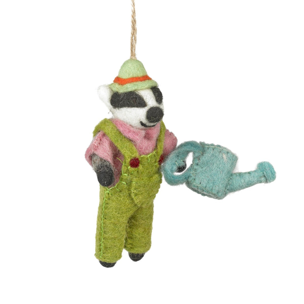 Handmade Felt Gus the Gardening Badger Hanging Decoration