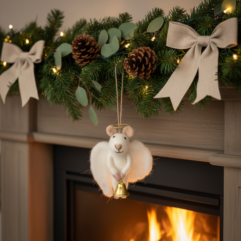 Handmade Felt Hanging Angelica Mouse Christmas Tree Decoration