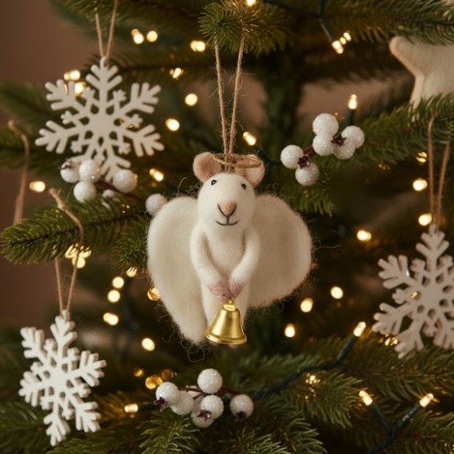 Handmade Felt Hanging Angelica Mouse Christmas Tree Decoration