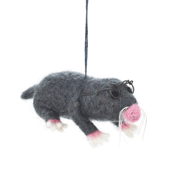 Handmade Felt Hanging Biodegradable Mole with Specs Decoration