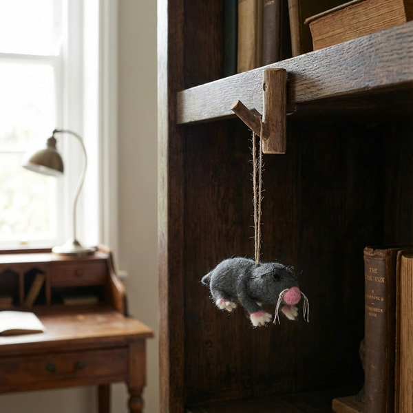 Handmade Felt Hanging Biodegradable Mole with Specs Decoration