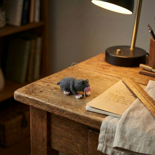 Handmade Felt Hanging Biodegradable Mole with Specs Decoration