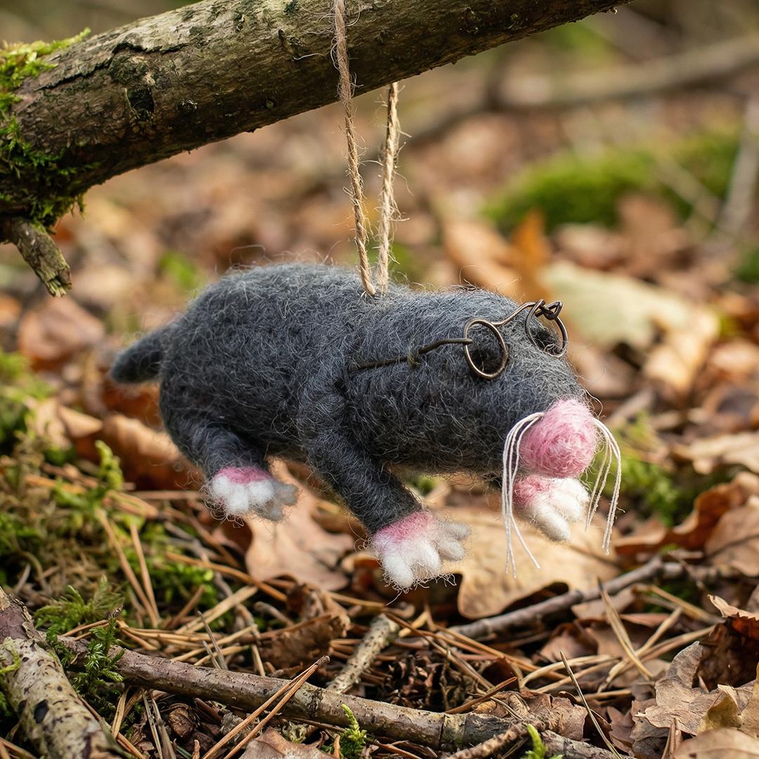 Handmade Felt Hanging Biodegradable Mole with Specs Decoration