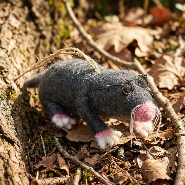 Handmade Felt Hanging Biodegradable Mole with Specs Decoration