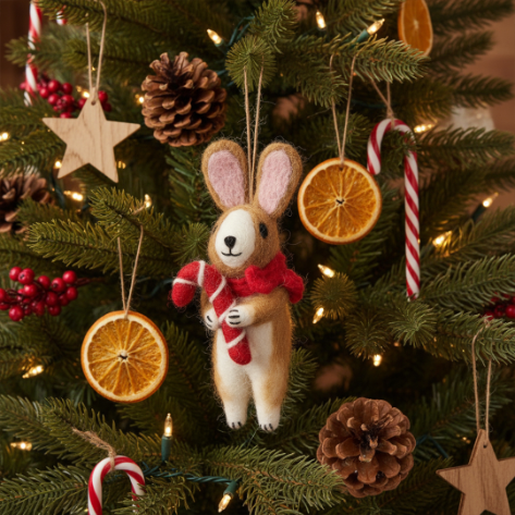 Handmade Felt Hanging Cinnamon the Rabbit Christmas Decoration