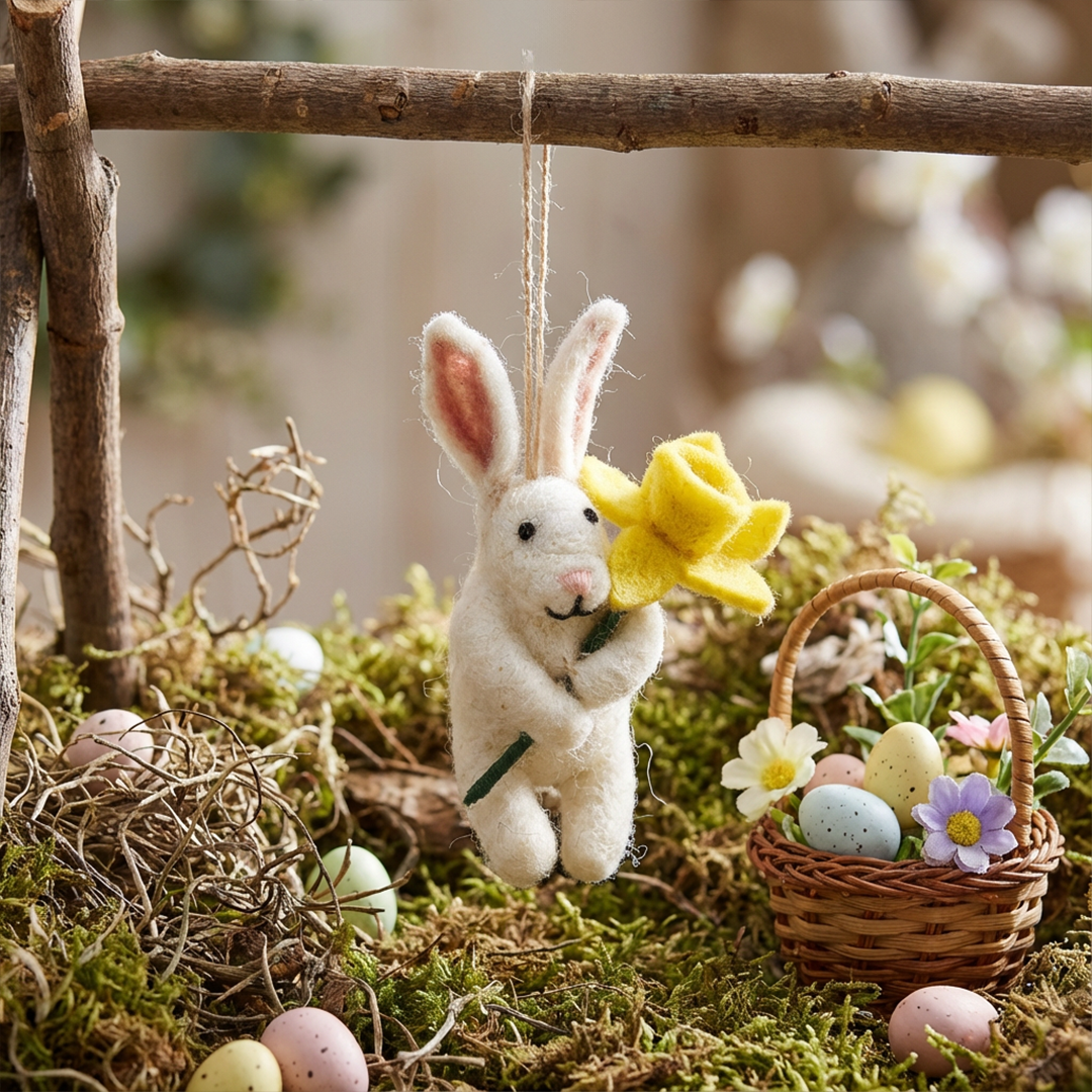 Handmade Felt Delilah Bunny Hanging Easter Decoration