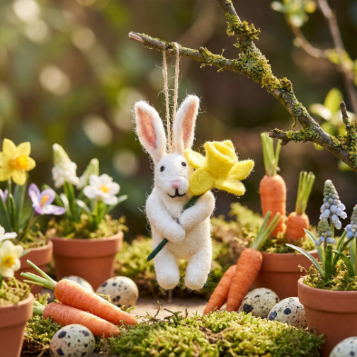 Handmade Felt Delilah Bunny Hanging Easter Decoration