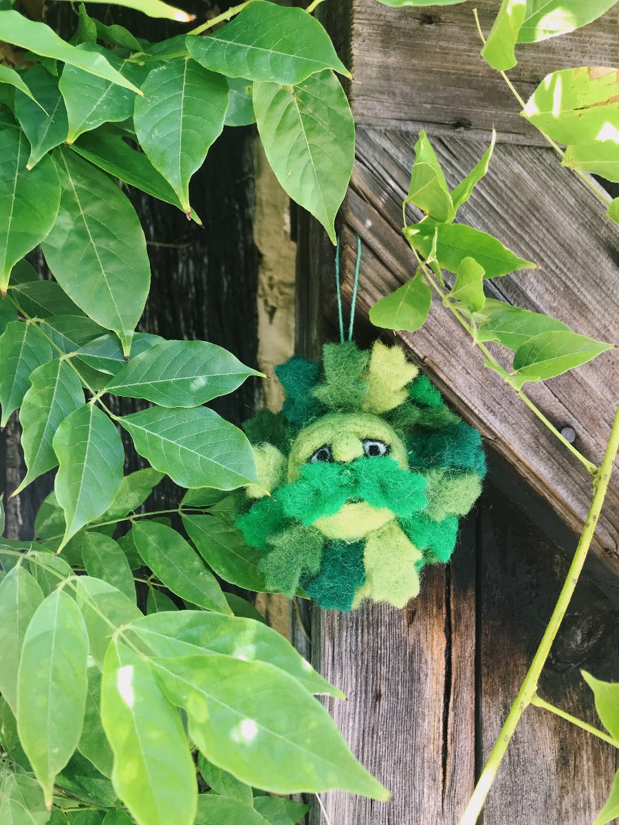 Handmade Needle Felt Green Man Biodegradable Hanging Decoration