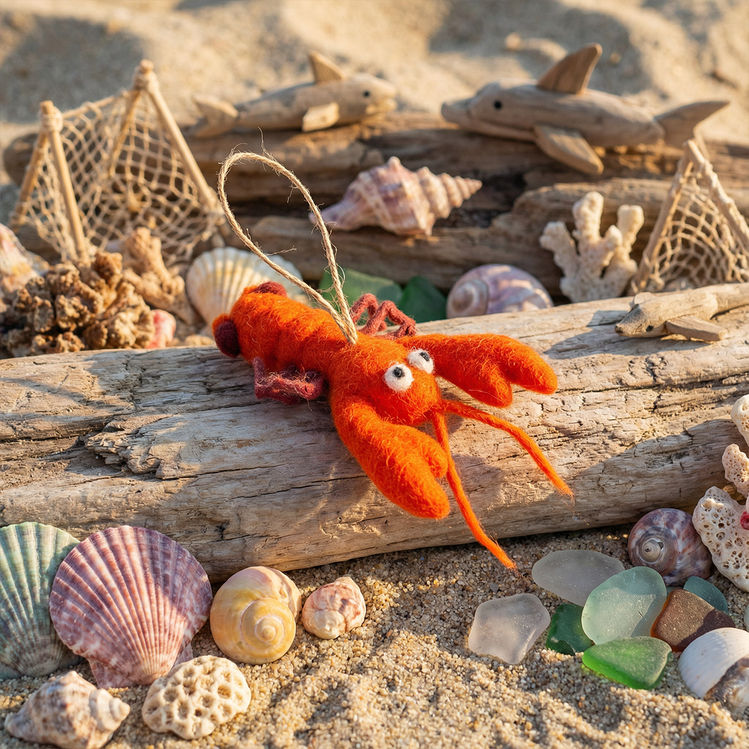 Handmade Felt Hanging Louella Lobster Hanging Decoration