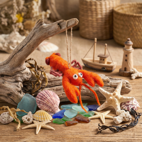 Handmade Felt Hanging Louella Lobster Hanging Decoration