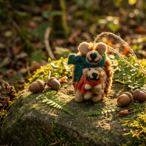 Handmade Felt Hanging Snuggly Hedgehogs Woodland Decoration