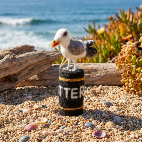 Handmade Felt Hangry Seagull Hanging Seaside British Decoration