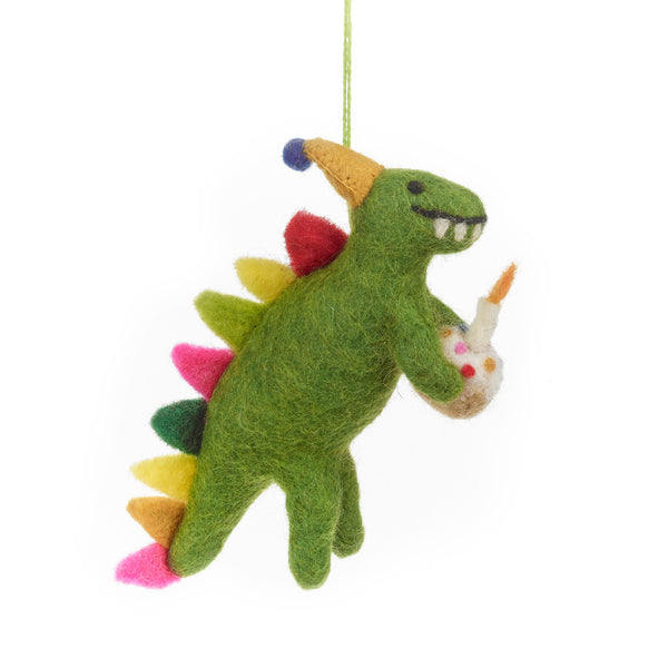Handmade Felt Happy Birthday Dino Hanging Present Party Decoration