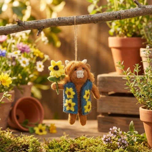 Handmade Felt Harrison the Highland Cow Hanging Decoration