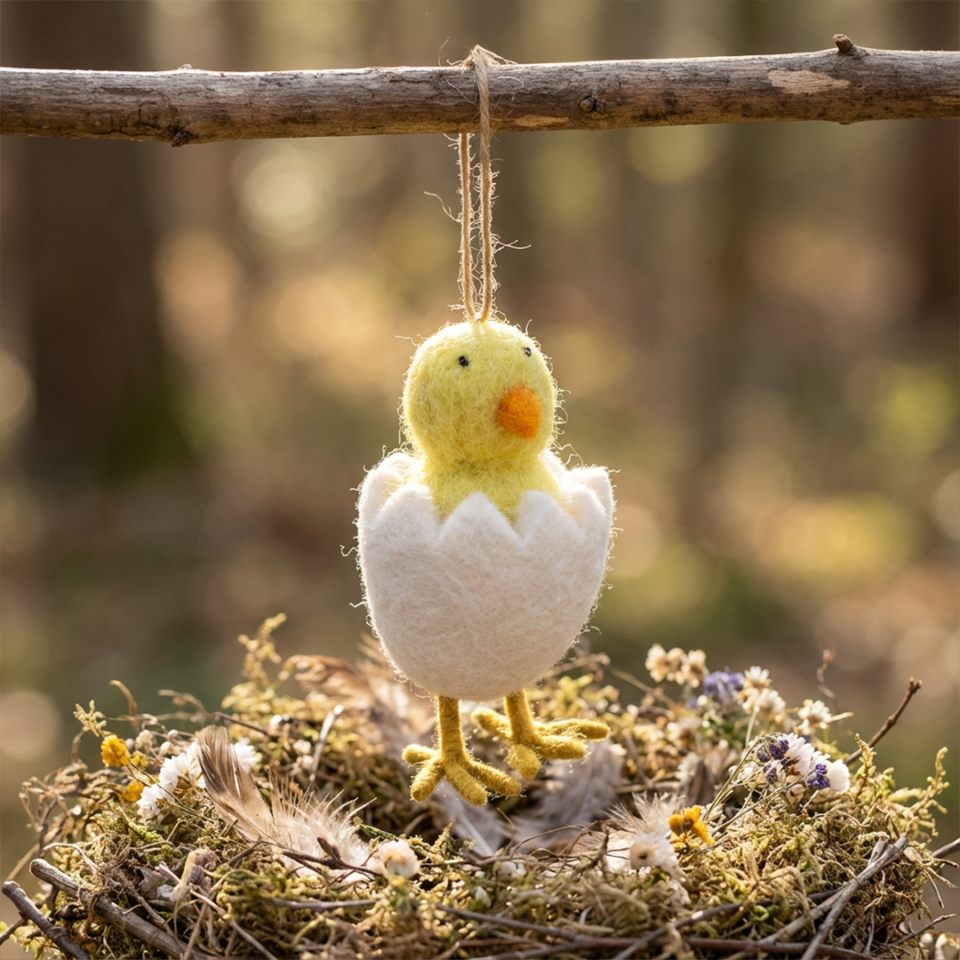 Handmade Felt Hatching Chick Standing Easter Felt Decoration
