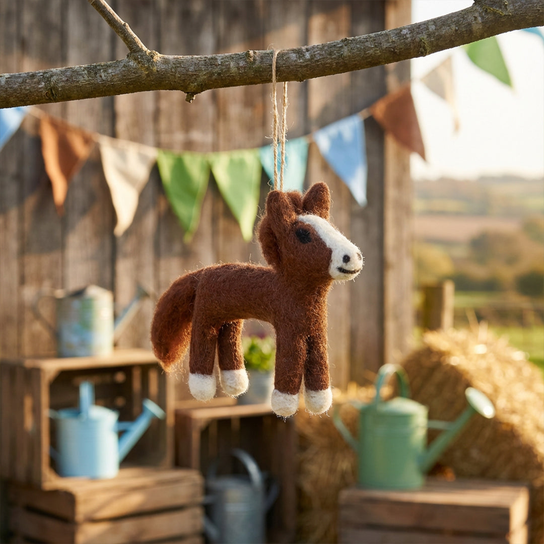 Handmade Felt Hattie the Horse Farmyard Hanging Decoration