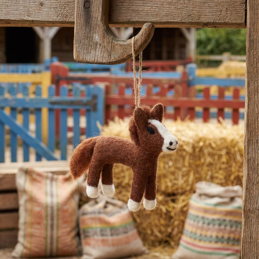 Handmade Felt Hattie the Horse Farmyard Hanging Decoration