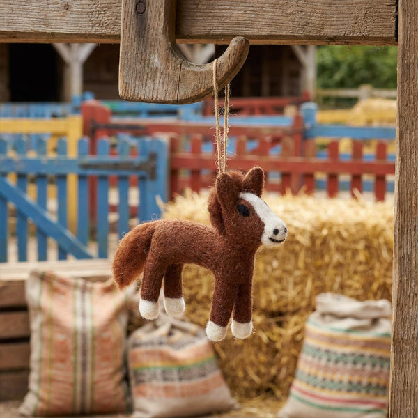 Handmade Felt Hattie the Horse Farmyard Hanging Decoration