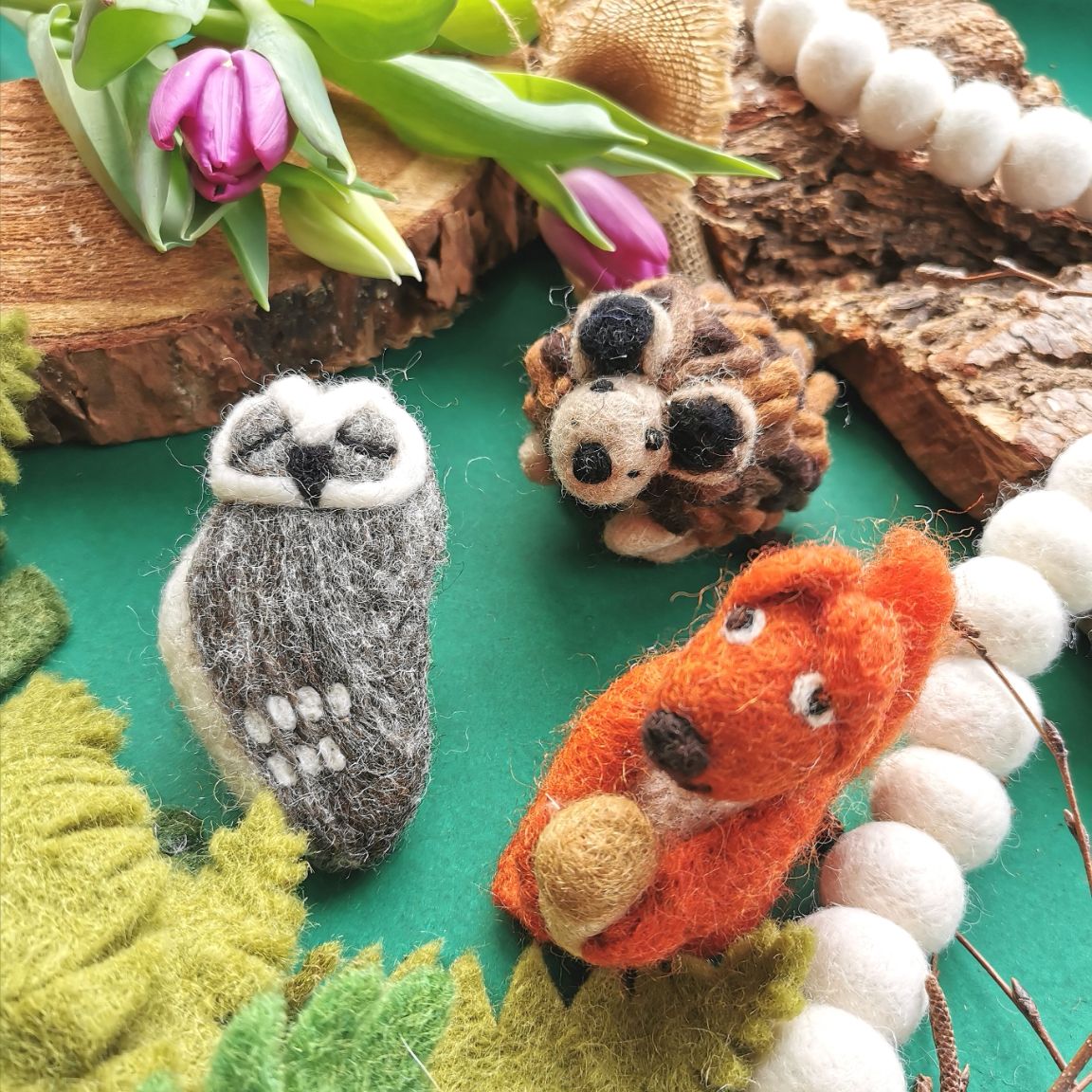 Handmade Felt Red Bushy Squirrel Biodegradable Hanging Decoration