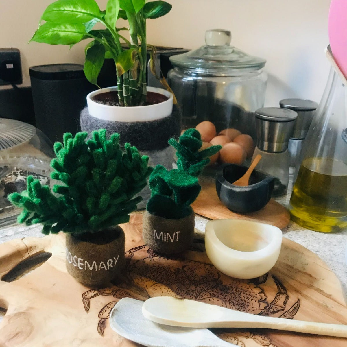 Handmade Felt Potted Herbs Standing Decoration