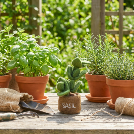 Handmade Felt Potted Herbs Standing Decoration