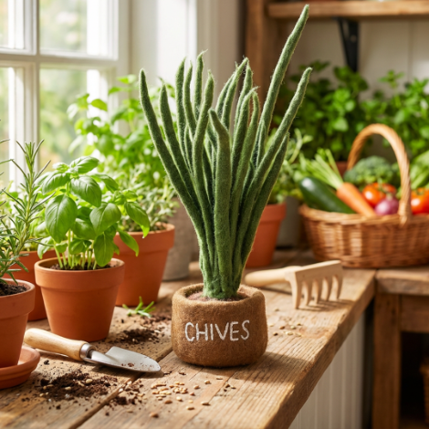 Handmade Felt Potted Herbs Standing Decoration