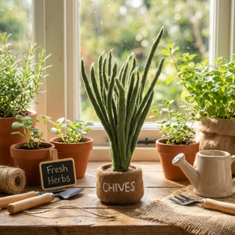 Handmade Felt Potted Herbs Standing Decoration
