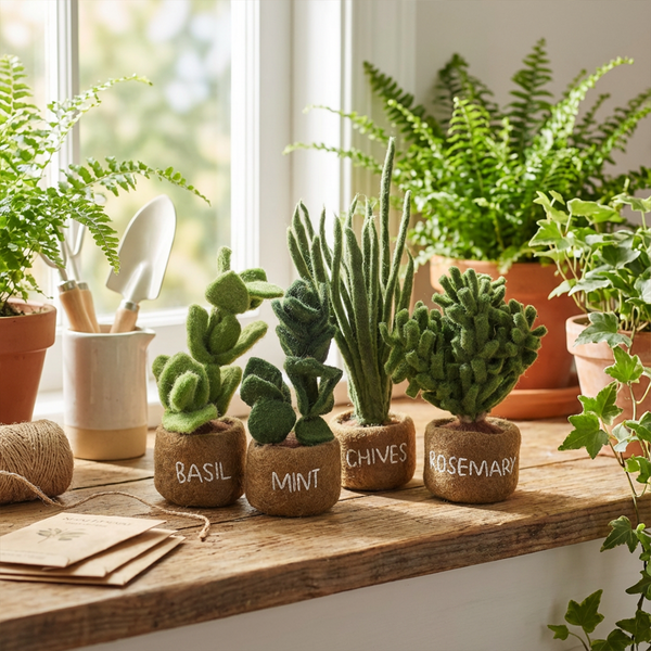 Handmade Felt Potted Herbs Standing Decoration