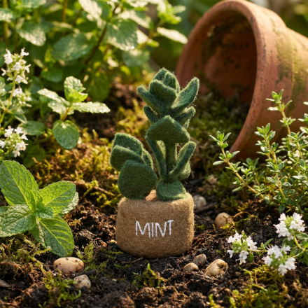 Handmade Felt Potted Herbs Standing Decoration