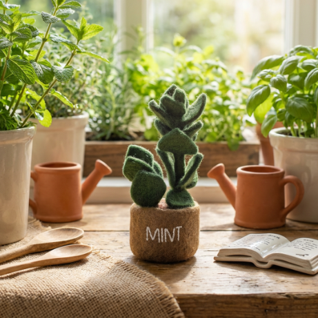 Handmade Felt Potted Herbs Standing Decoration