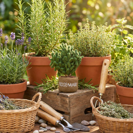 Handmade Felt Potted Herbs Standing Decoration