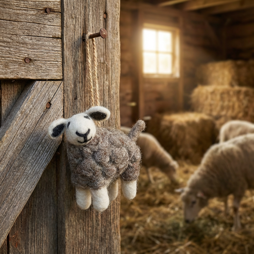 Handmade Felt Herdwick Sheep Easter Hanging Decoration